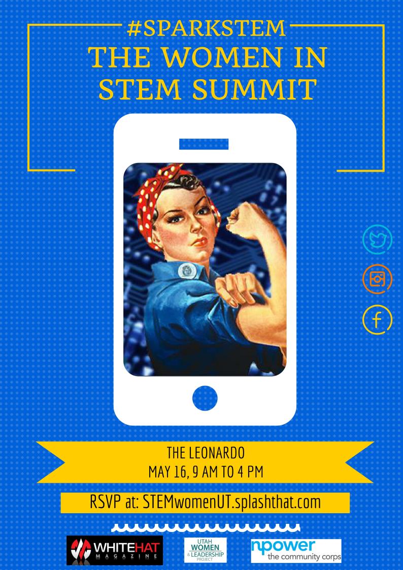 WhiteHatMag's tweet image. @KUTVHolly You are invited to the Spark: Women in STEM Summit on May 16th: stemwomenut.splashthat.com #SparkSTEM