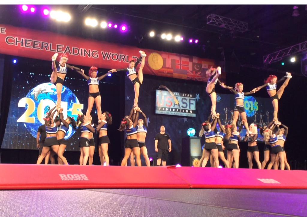 USASFcheer's tweet photo. I5 of ECE gave a high energy performance #Worlds2015 http://t.co/DLKxj4N4Ut