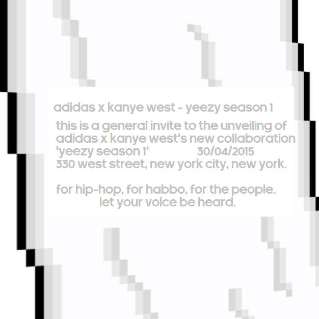 KanyeTribute's tweet photo. adidas x KANYE WEST - Yeezy Season 1
for hip-hop, for habbo, for the people. let your voice be heard. #CODES http://t.co/hELE0MI85B