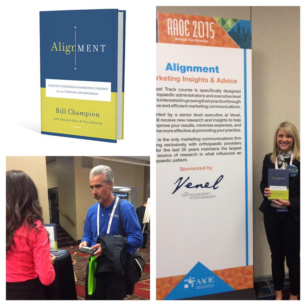 JamieLKeffeler's tweet photo. Get your copy of #AlignmentBook @ the Exhibitor Showcase Reception from 5-7! #AAOE2015 #Venel 401 http://t.co/alNDhPySXR
