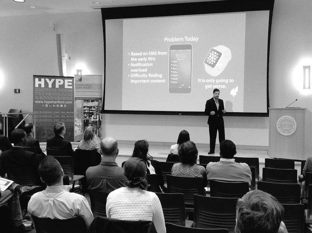HYPEHartford's tweet photo. Mark Donne of Bevel Labs is describing @burn_app as our first presenter in the #HYPEAwards Pre-Launch category http://t.co/Mas9dIG6TD
