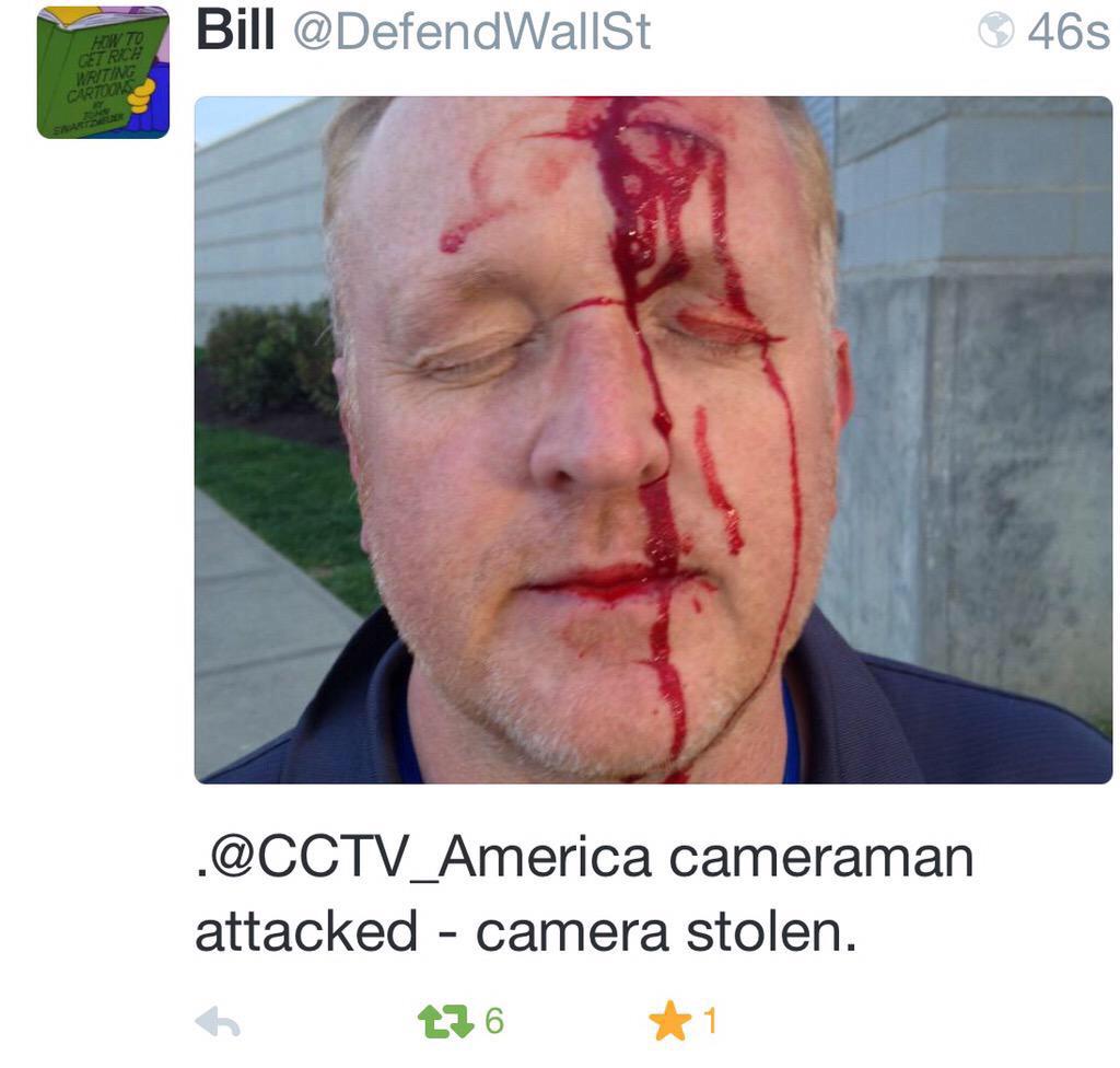 drunkamerica's tweet photo. There's a white person in #Baltimore? Never mind, they got him.  #BaltimoreRiots http://t.co/TtWPpYCrox