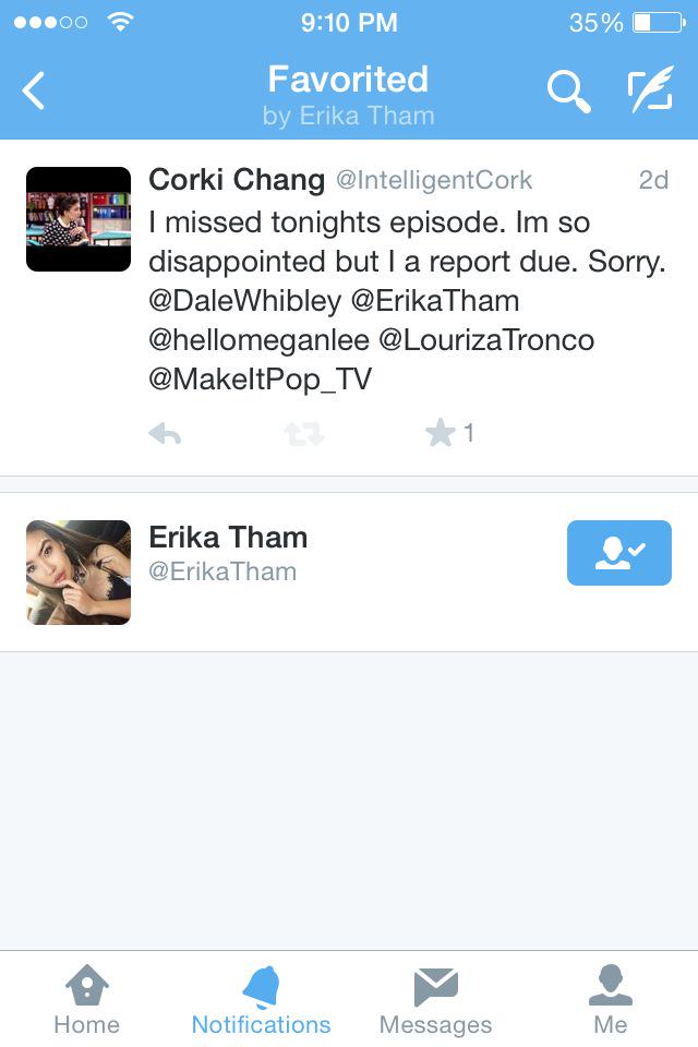 IntelligentCork's tweet photo. I think i may faint now... (@ErikaTham, @MakeItPop_TV) http://t.co/PUM2TvXuAO
