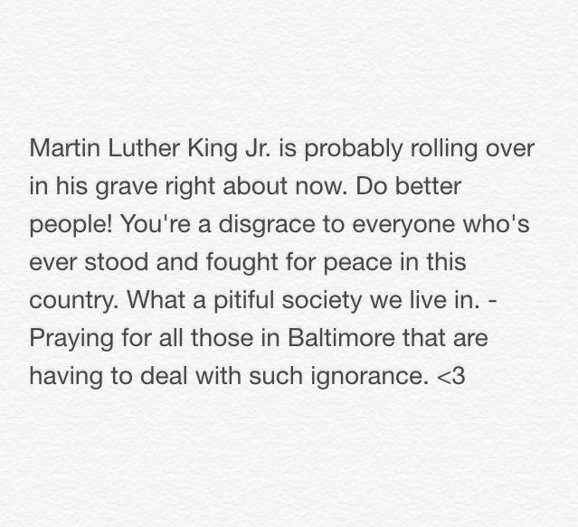 Pray for Baltimore and society. ❤️