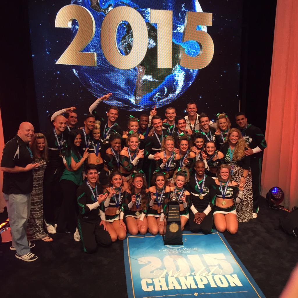 discoverCHEER's tweet photo. 2015 INTERNATIONAL OPEN COED LEVEL 5 CHAMPIONS! CONGRATULATIONS CHEERFORCE NFINITY! #Worlds2015 🌎 http://t.co/aCeb9o3lYp