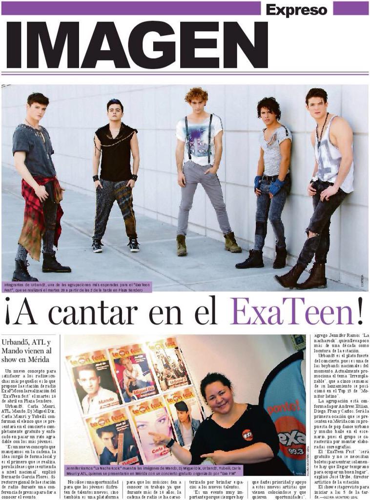 MusicRecordMe's tweet photo. Ya falta poco para ver a @urbandfive en @PlazaSenderoMer por @EXAMERIDA #EXATeen #PonteNiño #PonteExa @UrbandersYuc http://t.co/qy8ZyN4BmF