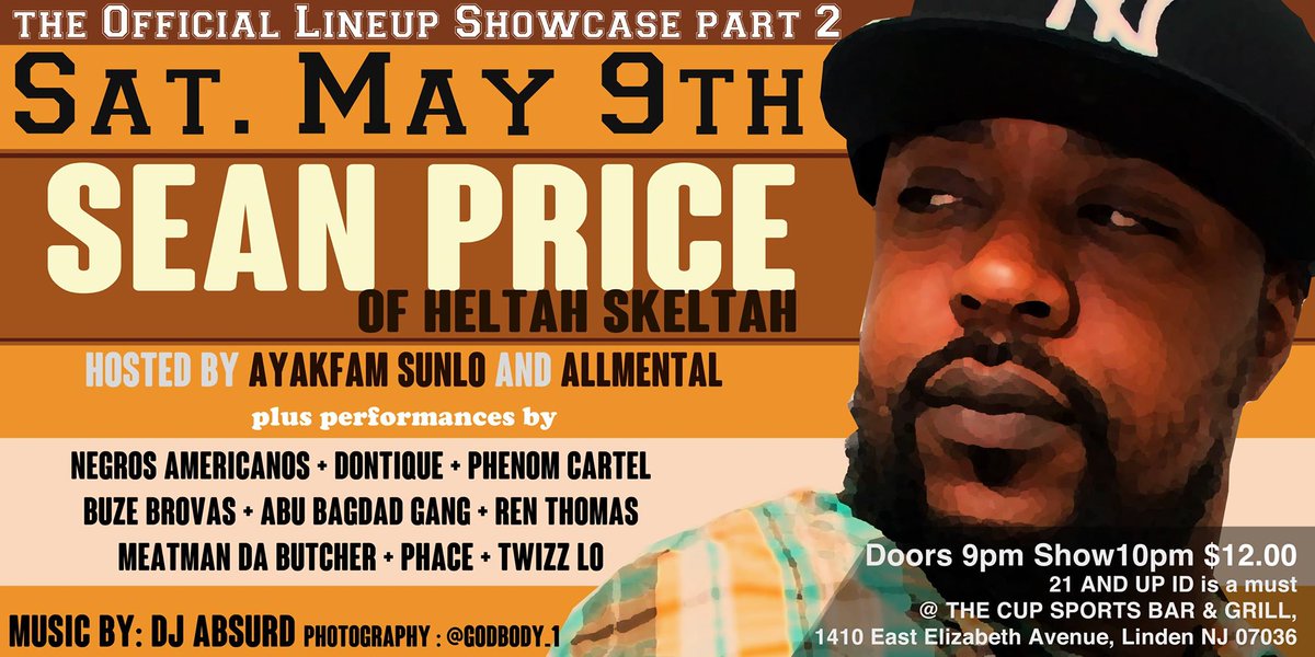 Allmental's tweet photo. @7thboro HIPHOP LEGEND @SeanPrice will be in Linden, NJ on Saturday May 9, 2015 this event will be DOPE!!! http://t.co/fm4tP0bae5