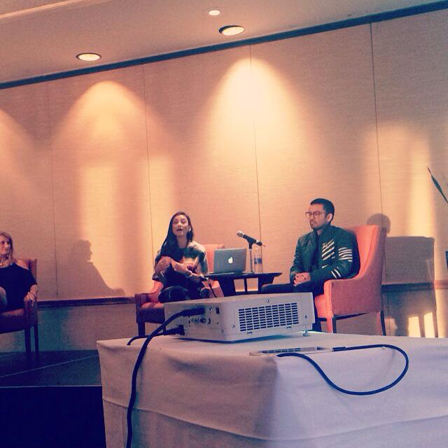 CCFashionAssoc's tweet photo. Designer @samsonstudio &amp; his sister explaining their #entrepreneurial journey to @columbiachi students! #DynamicDuo http://t.co/JRCGB3RB4Q