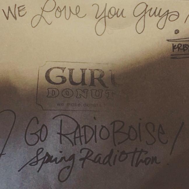 radioboise's tweet image. Shout-out to @gurudonuts for keeping us sweet every Radiothon! #radioboise #KRBXSpringRadiothon #gurudonuts #boise