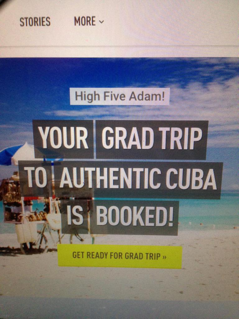 STAGRAD2016's tweet photo. Slap on that spf 1000 @adamhouse98 cause you have just signed up to go on a trip of a life time to #cuba2k16 #bigging http://t.co/J24YGin2GJ