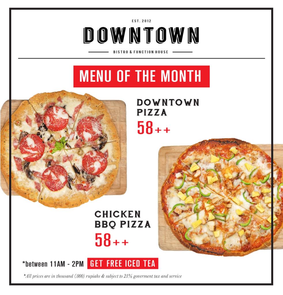 downtownjkt's tweet photo. Enjoy our "MENU OF THE MONTH", Monday to Friday from 11AM - 2PM. Get #free iced #Tea every purchase of any pizza! http://t.co/8DZePGPm0j