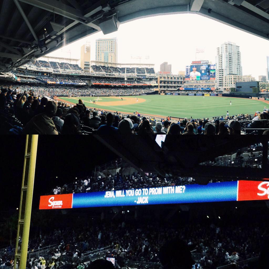 LCCPromposals's tweet photo. @jackwcooper23 asked @Jenatabet at the Padres game!⚾️ http://t.co/HWkS2VM6gI