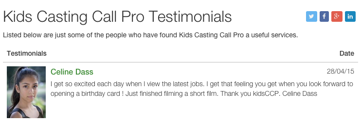 kidsccp's tweet photo. We love your Testimonials: http://t.co/vcjhKXdsMR, here's a fresh one - it made our day! #ActorsLife #CastingWorld http://t.co/pAxOatxt62