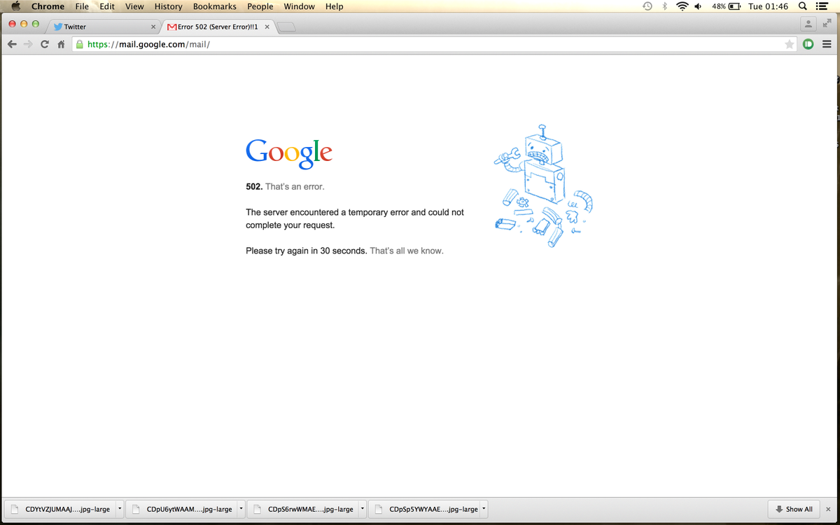 TheatreMusic's tweet image. Hey @Google if you are so smart whats with the "That's all we know" shyte?  
#502Error #ServerError That's a fail :P