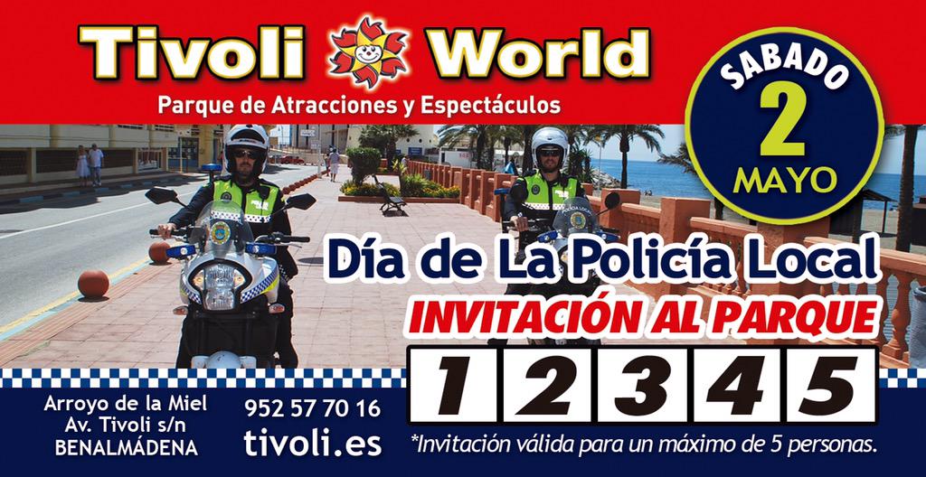 El próximo día 2 os esperamos en <a href="/TivoliWorld/">Tivoli World</a> #FiestaPoliciaLocalTivoli aquí os dejamos la entrada para imprimirla !