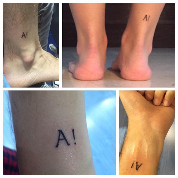 40Andaya's tweet photo. Ojo a los tattoos que se han hecho @djdanimoreno @Gemahurtado_ @pedroaznarruiz y @enricsanchez! Gracias @yisustattoo! http://t.co/dR323Hf1fq