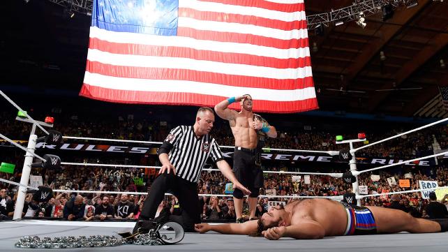 SamirTalksGraps's tweet photo. Happy to see the Champ @JohnCena retain the #USTitle at #ExtremeRules. RT if U too. #RussianChain. http://t.co/h7120ppxkK
