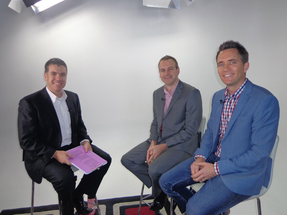 Host Des Dowling, @Ben__Kingsley <a href="/BryceHoldaway/">Bryce Holdaway</a> in the studio filming this series. Watch tonight 8pm Ch74