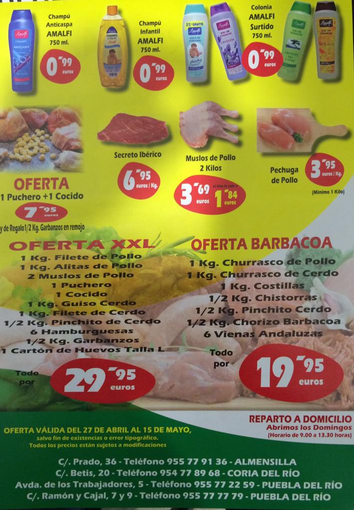 SuperCashRomar's tweet photo. ya podéis disfrutar de una nueva oferta en @SuperCashRomar (Coria,Puebla,Almensilla) del 27-15 Mayo. http://t.co/y75B8Abrr9