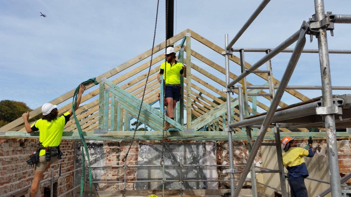 Today is the day! The erection of the roof trusses has begun! #workinprogress #Guildfordhotel #Guildford
