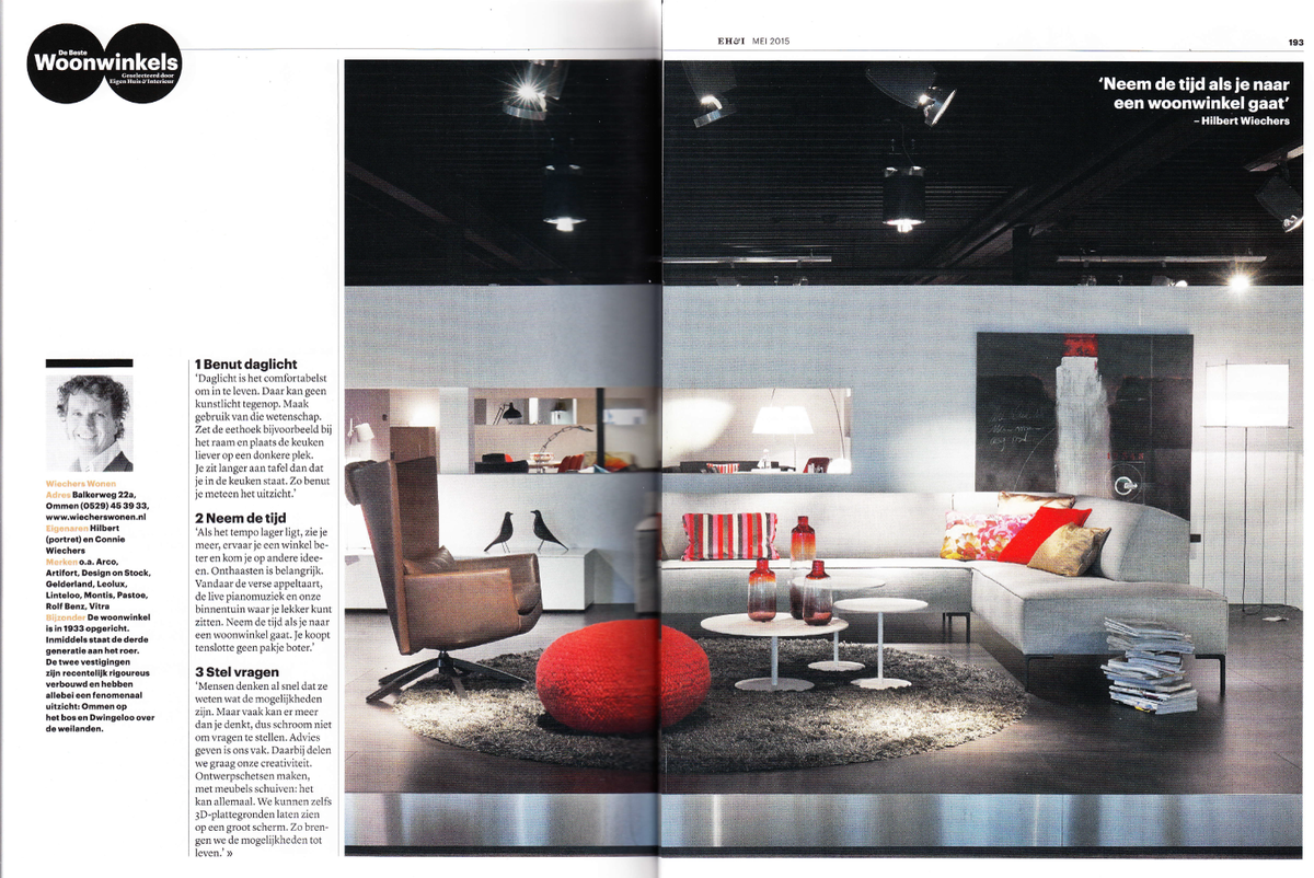 WiechersWonen's tweet photo. We staan in het meinummer van Eigen Huis en Interieur bij de beste woonwinkels met onze prachtige winkel in Ommen. http://t.co/1rCWw8Dq50
