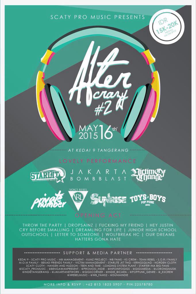 Scaty ProMusic (@scaty_promusic) on Twitter photo <a href="/Godzilla_jkt/">Godzilla Crew</a> Aftercrazy#2 | 16 Mei | @9Kedai_gigs | <a href="/starlitpoppunk/">STARLIT</a> @VRL_Official <a href="/SunriseJKT/">Sunrise Official</a> <a href="/pnprivatenumber/">Private Number</a> <a href="/Godzilla_jkt/">Godzilla Crew</a> Aftercrazy#2 | 16 Mei | @9Kedai_gigs | <a href="/starlitpoppunk/">STARLIT</a> @VRL_Official <a href="/SunriseJKT/">Sunrise Official</a> <a href="/pnprivatenumber/">Private Number</a>