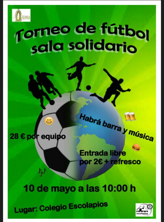 Alepe4p's tweet photo. TORNEO FUTSAL SOLIDARIO EN ESCOLAPIOS! De 5 a 8 personas. VA A ESTAR GENIAL! Si os animáis, habladme por WA o MD! http://t.co/141Gxk9Axt