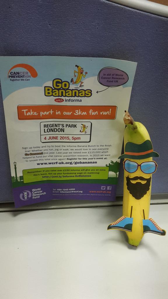 Marie_WCRF's tweet photo. Hey @InformaPLC @InformaLive it's time to #GoBananas for @WCRF_UK !!! http://t.co/btdvEH4d4M