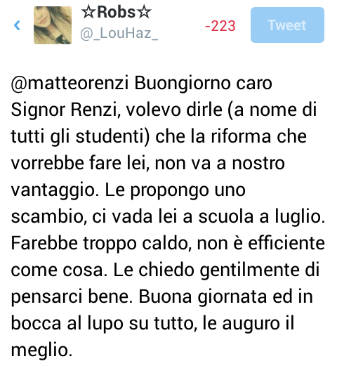 _LouHaz_'s tweet photo. @matteorenzi Mi scusi del disturbo http://t.co/qgWzPoICBa