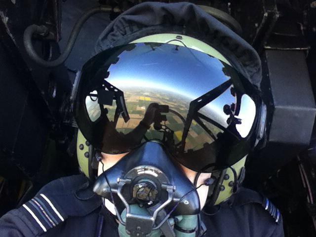Bombardiers view of things on today's dawn patrol. Left...left...steady.