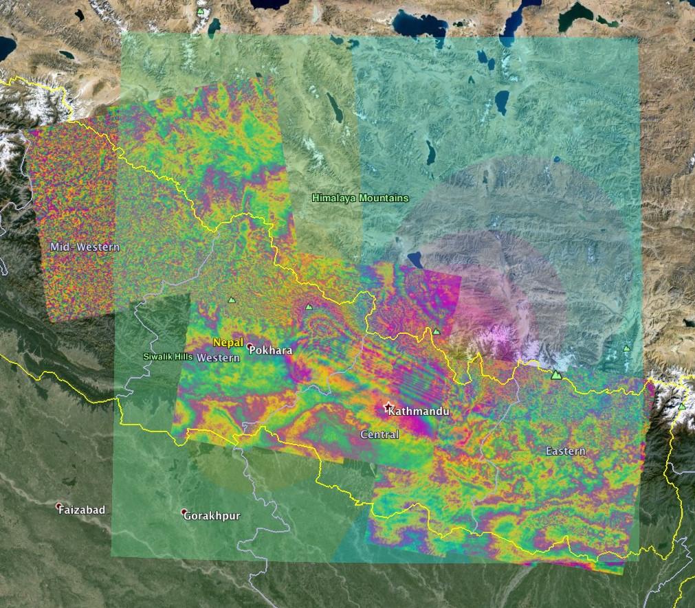 Pre/coseismic #Sentinel1 interferograms of #NepalQuake available for download with context at insarap.org