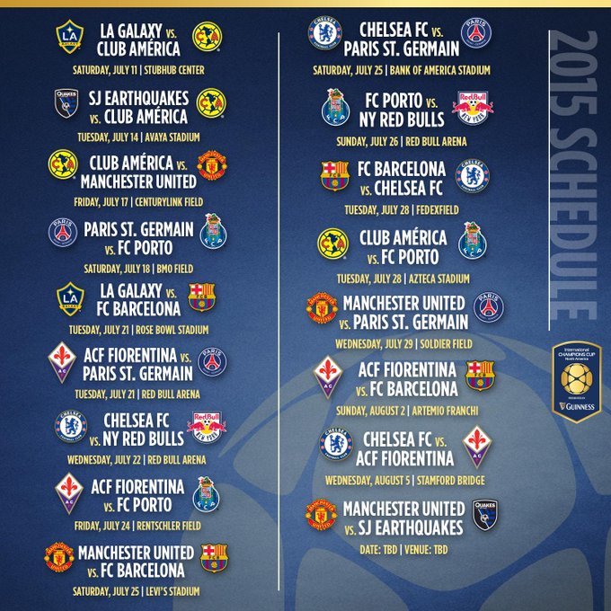 International Champions Cup 15 Schedule Fixtures Dates And Venues Revealed News Scores Highlights Stats And Rumors Bleacher Report