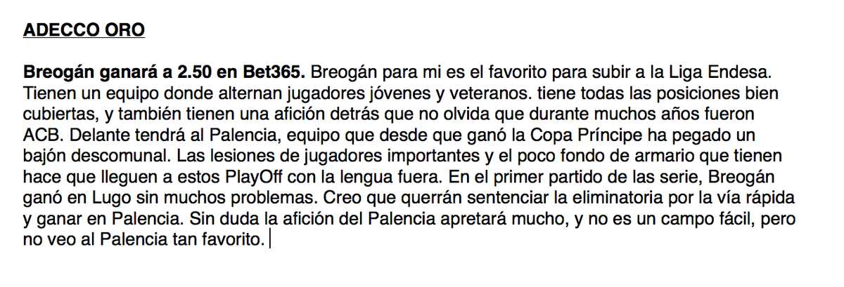 SpielerBet's tweet photo. Breogán Lugo ganará. Stake 3% Bankroll. Argumento: http://t.co/NQQvJABE3Y