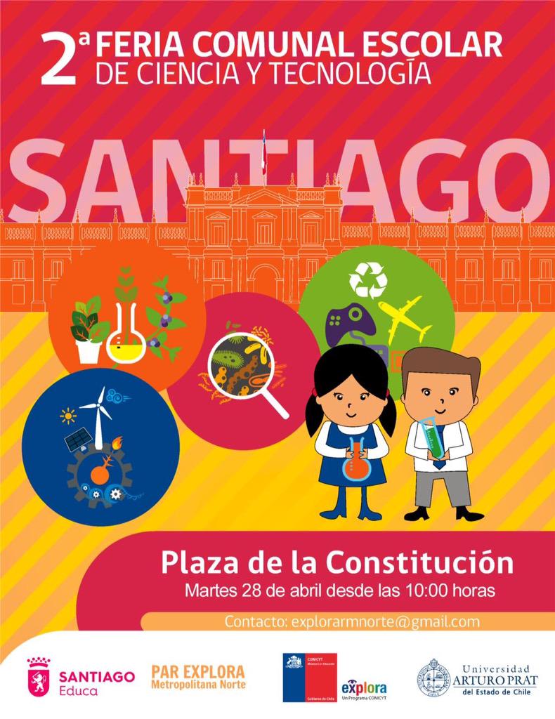 educastgo's tweet image. HOY, desde 10:00 hrs. II Feria Escolar de Ciencia y Tecnología @exploraconicyt y @educastgo @Muni_Stgo @Carolina_Toha