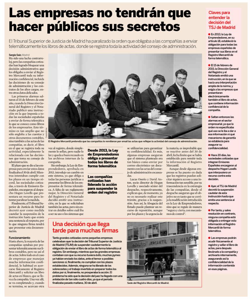 AssociacioACCID's tweet photo. Las empresas no tendrán que hacer públicos sus secretos 
(Sentencia T.S.J. Madrid sobre el Libro de Actas)
Expansión http://t.co/uFuJKZJVI7