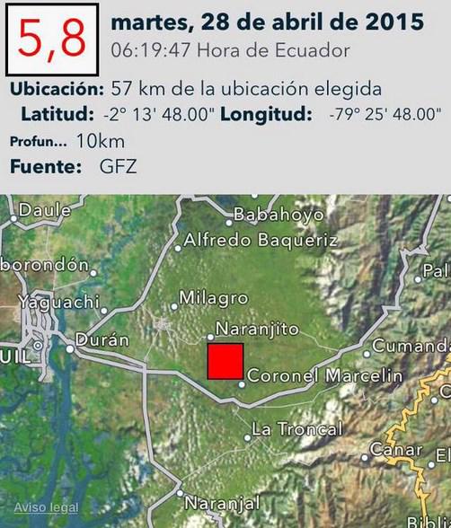 elcomerciocom's tweet photo. EL epicentro del #temblor en Guayas se localizó en #Naranjito 
» http://t.co/XqhNYtDA6O 
Fuente: GFZ. http://t.co/YvbgonTszS