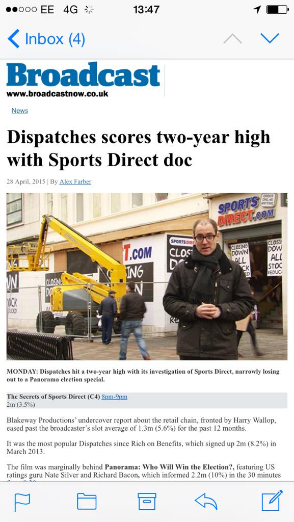 hwallop's tweet image. Woop! #SecretsofSportsDirect last night got just over 2m viewers, a 2yr high for @C4Dispatches