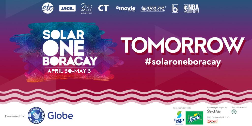 MyMovieCh's tweet photo. Make sure your bags are packed! #solaroneboracay begins tomorrow! Join us from April 30-May 3! #LetsTakeOverSummer http://t.co/TSc49oyWz4