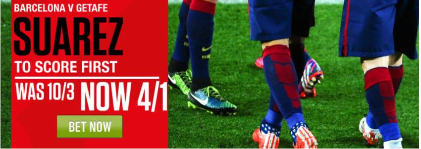 FirstPlaceTips's tweet image. Also back Suarez to score first as Barca take on Getafe 

was 10/3 now 4/1

bit.ly/1wmGNvA