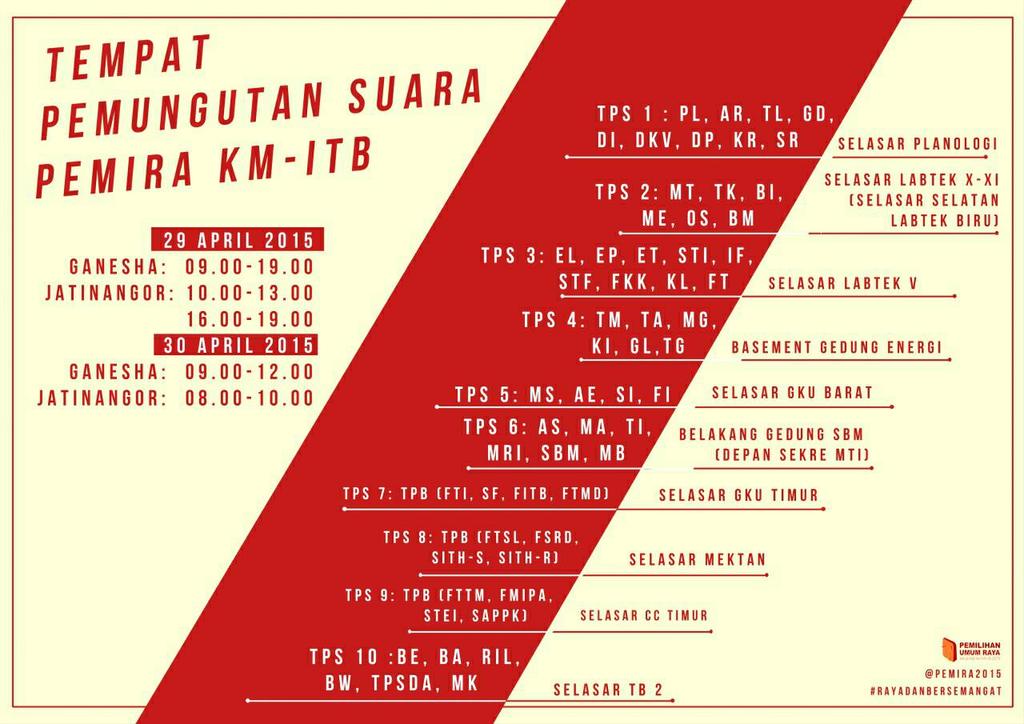 [YUK NYOBLOS!]
(3) Tempat pemungutan suara @HMTM_PATRA <a href="/lapanganmerah/">KMSR ITB</a> <a href="/nymphaea_itb/">HIMABIO NYMPHAEA</a> <a href="/AgrapanaITB/">HIMAREKTA ITB</a> <a href="/Himastron_ITB/">Himastron ITB</a>