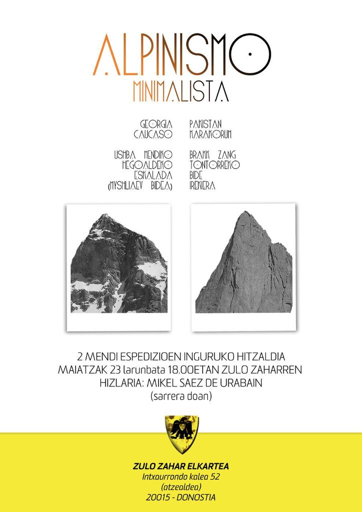 zulozahar's tweet photo. Maiatzaren 23an, alpinismo hitzaldia Zulo Zaharren
 http://t.co/iJf3dWA5ma