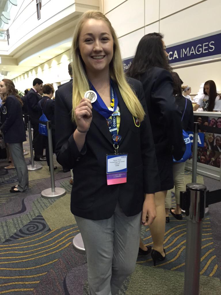 TRHSDECA's tweet photo. Congratulations to Kaylee Thoutt for making finals for her event! Wishing her the best of luck 💚💙💚💙 http://t.co/BNAEr8HKb9