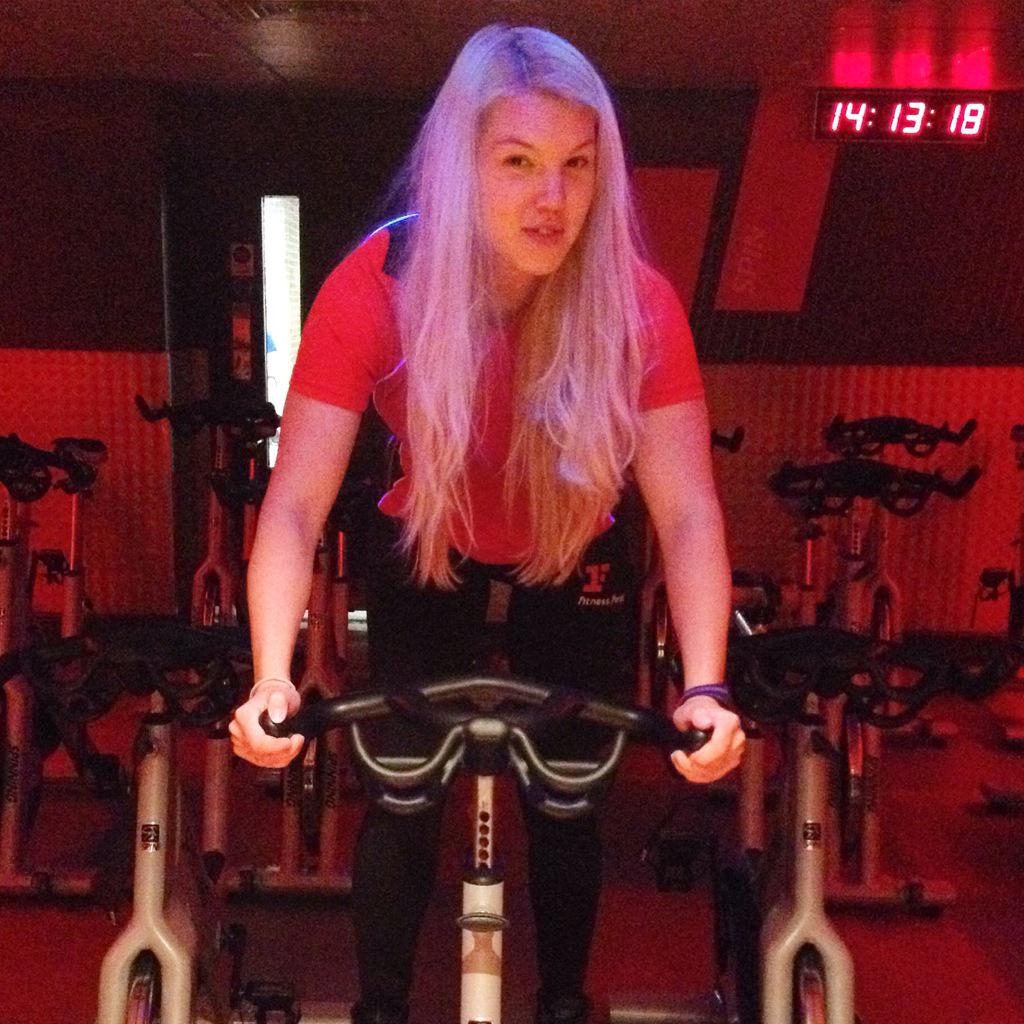 FFTowerhill's tweet photo. Get your cardio done like a #proathlete, @CsengePallag will take you through the #VPprocycling @FitnessFirstUK http://t.co/BrDyASxXDo