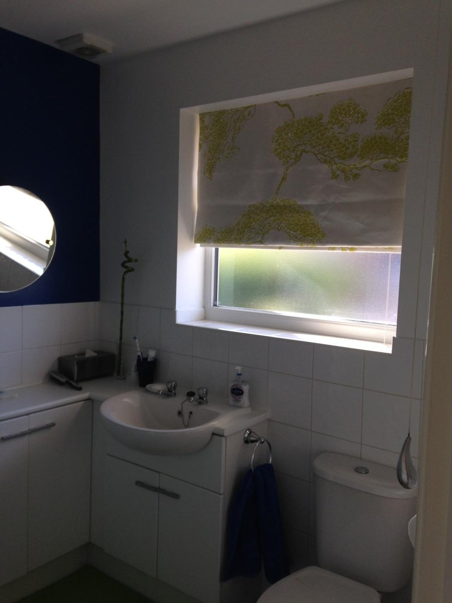 JuneWatmore's tweet image. Here's a #Roman blind black out lined and on a pulley system.  The fabric has been designed for the customer.