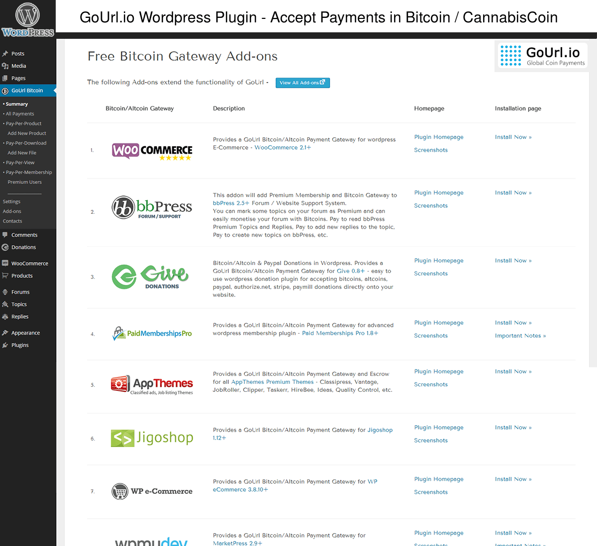 CryptocoinAPI's tweet image. Use #Bitcoin #CannabisCoin #CANN payments in #Wordpress #Website plugins. $CANN Try Now - gourl.io/wordpress-plug…