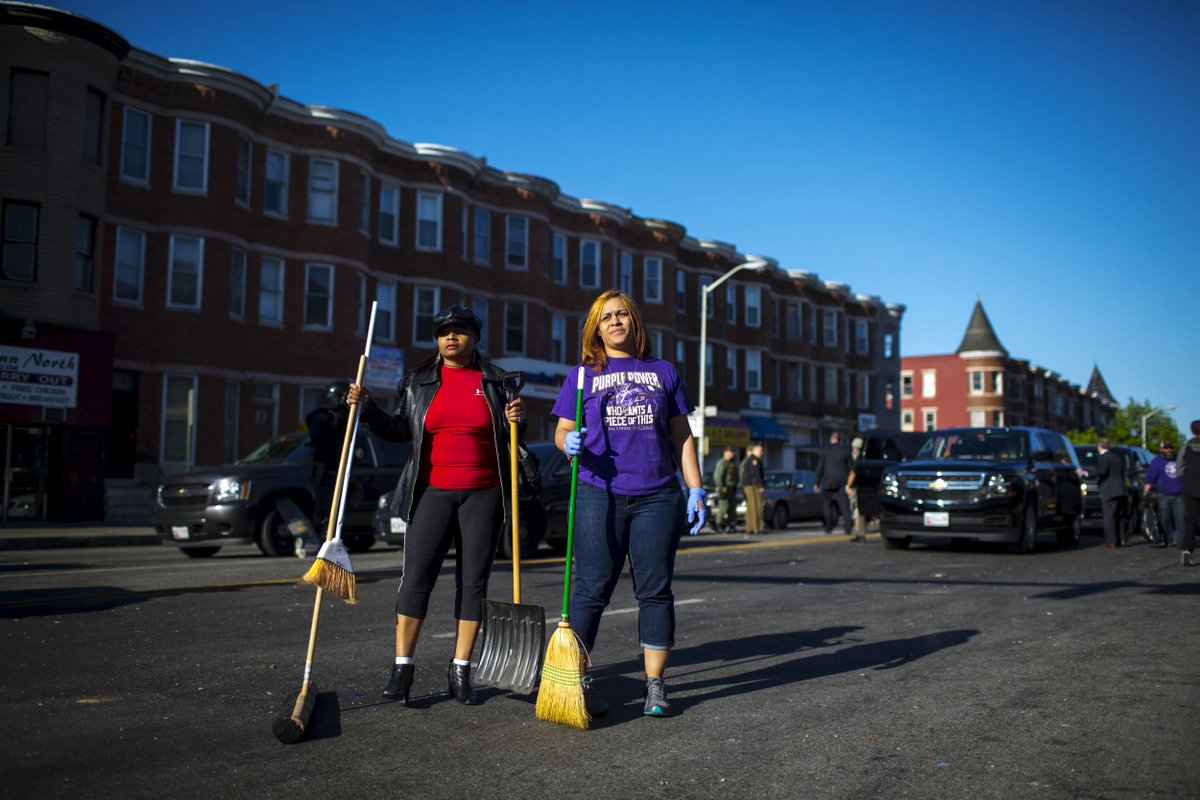 Newsweek's tweet photo. PHOTOS: #Baltimore residents clean wreckage from riots after #FreddieGray's funeral http://t.co/9Z1JZFaX44 http://t.co/JK6BWF8KxL