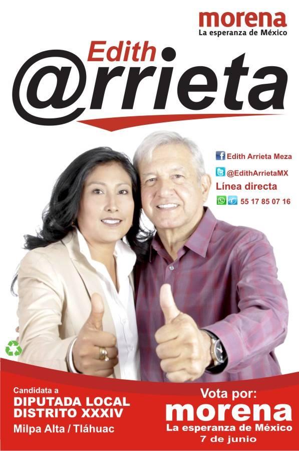 EdithArrietaMX's tweet photo. Soy Edith Arrieta
Tu candidata a Diputada Local por el Distrito XXXIV Milpa Alta / Tlahuac http://t.co/sFkzsnhuCb
