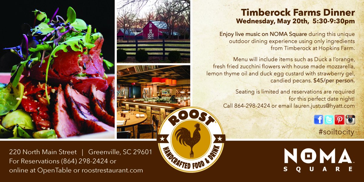 NOMASquare's tweet photo. Dinner on @NOMASquare with ingredients from #Timberock Farms prepared by the chefs @RoostGreenville May20 #eatlocal http://t.co/GhXZVdezaL