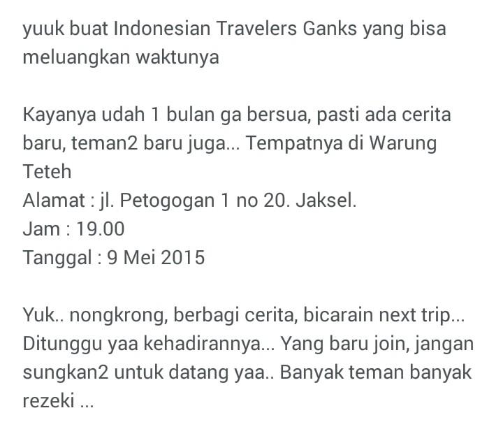 Hey guys.. kami mengundang kalian untuk kopdar yah. Tanggal 9 mei 2015 jam 19.00.. see you there..