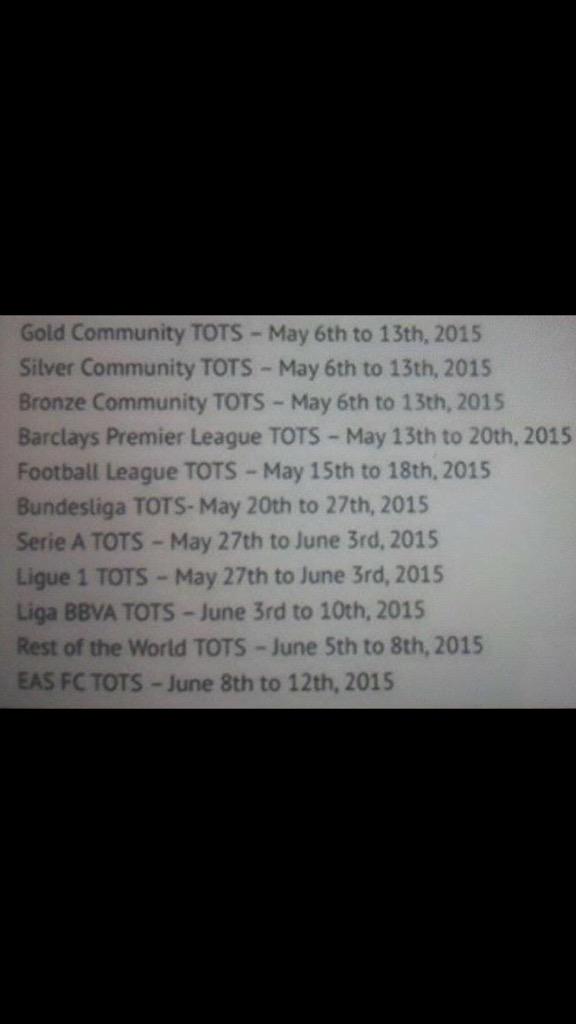 TwoFutGuys's tweet photo. Here do you when all the tots teams comes out... @Nick28T @MattHDGamer @NepentheZ @Castro1021 @LiquidSn4ke http://t.co/Lgc2TsJBc0